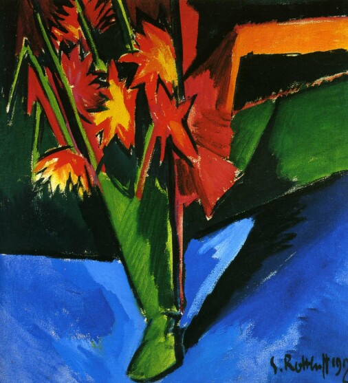 1912 Karl Schmidt-Rottluff - Vase with dahlias