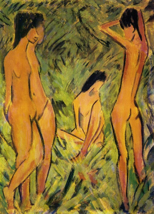 1918 1919 Otto Mueller - Boys in front of two girls standing&a girl sitting