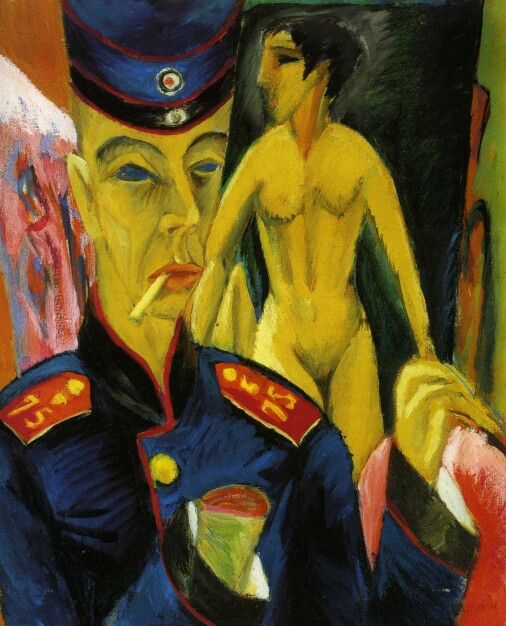 1915 Ernst Ludwig Kirchner - Self-portait, Soldier&whore