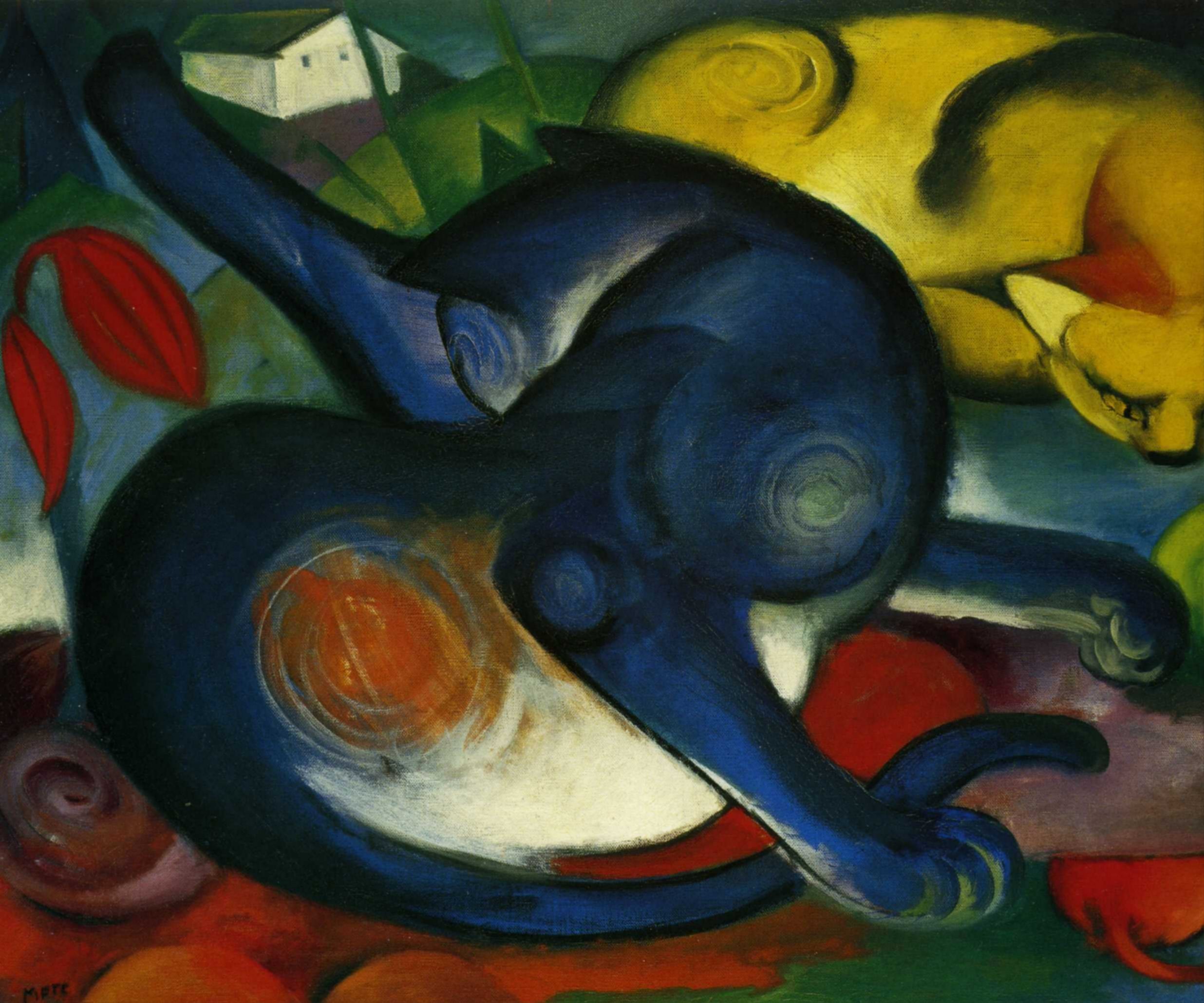1912 Franz Marc - Two blue&yellow cats
