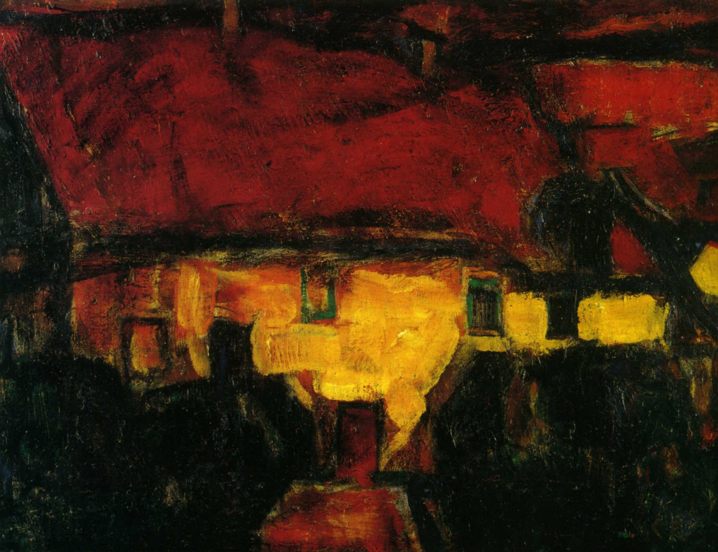 1913 Christian Rohlfs - Yellow house with red roof